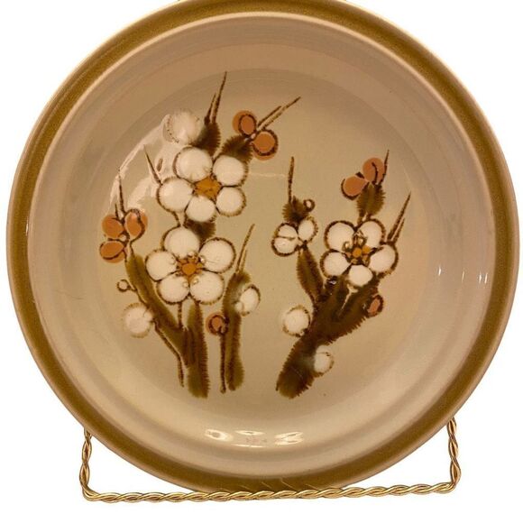 1970's Stoneware Round Platter, Pink White Cherry Blossoms, 8603 Classique, Japa - Picture 2 of 6